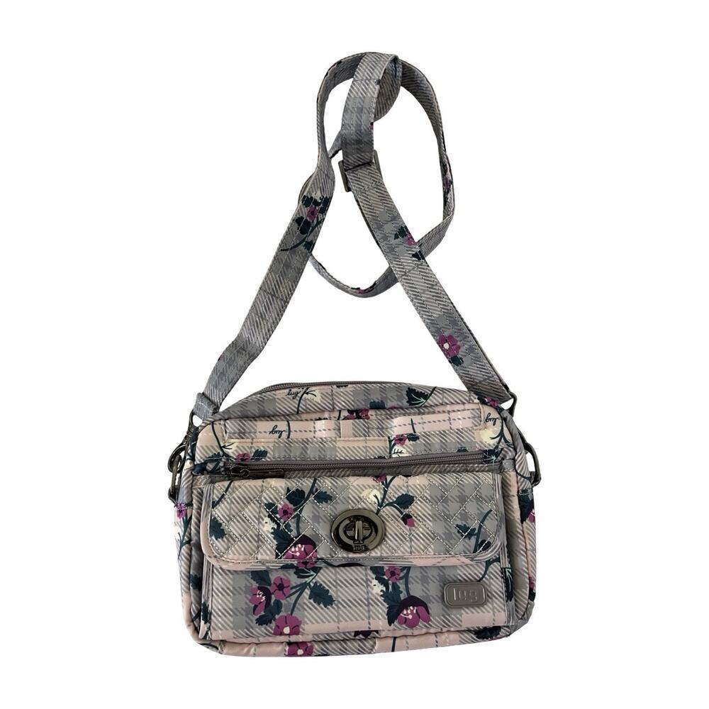 Lug Switch Plaid Floral Convertible Crossbody Belt Bag in Pink Gray RDFI Travel